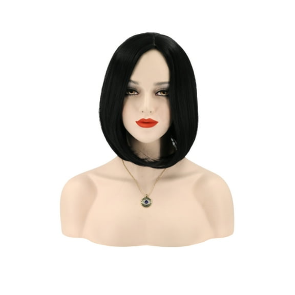 GOOHOCHY 1Pack Black Wigs for Woman Straight Hair Medium Length Suitable for Daily Use and Party Headdress