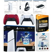 Sony PlayStation 5 Astro Bot Slim Digital Bundle with Disc Drive, Pulse Elite Headset, Extra Controller, Vertical Stand, MightySkins Voucher and 1 Year Extended Warranty - Volcanic Red