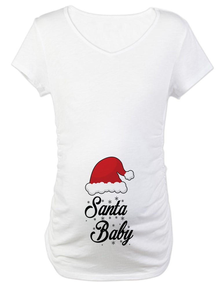 New Cafepress Maternity Tee Shirt 1st Christmas Santa Snowman Miracle Bow M L XL 