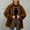 Brown, variant on Uaswgudfs ​Women's Plush Fluffy Open Front Mid-Length Coat Faux Fur Fleece Jacket Relaxed Silhouette with Side Pockets for Daily Comfort​
