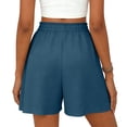 thumbnail image 4 of Womens Flowy High Waisted Shorts Loose Fit Drawstring Casual Summer Shorts with Side Pockets Blue S, 4 of 4
