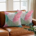 thumbnail image 3 of Throw Pillow Covers, Pink Green Palm Leaves 16x16 Pillow Covers for Couch/Sofa/Bed, Summer Tropical Plants Botanical Decorative Square Linen Cushion Pillowcase for Home Decor, 3 of 9