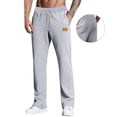 thumbnail image 3 of Men's Baggy Wide Leg Sweatpants Elastic Waist Open Bottom with Pockets, 3 of 9