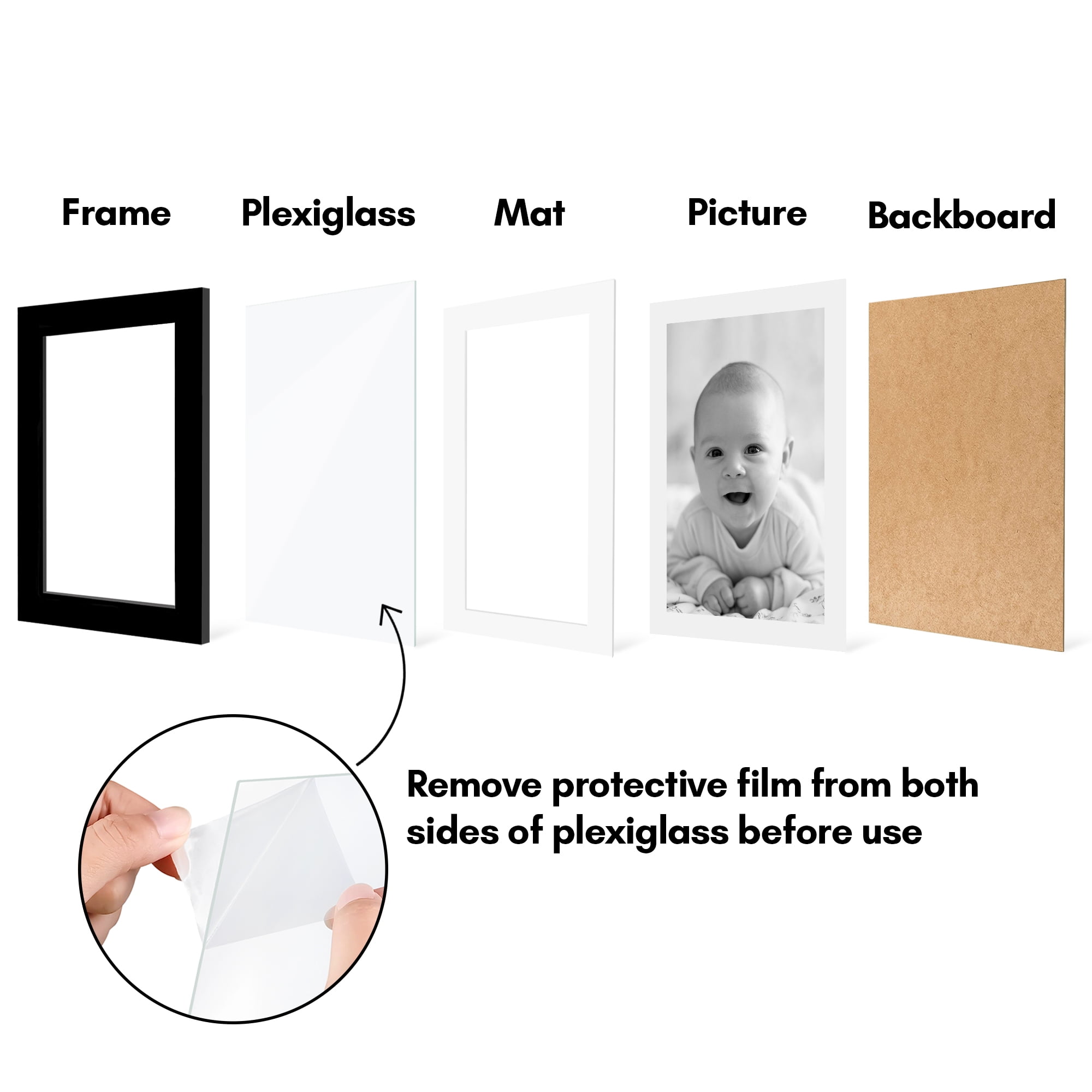 Americanflat 5x7 Picture Frame with Polished Plexiglass with 4x6 Mat 2 Pack Display Photo Galleria - Black