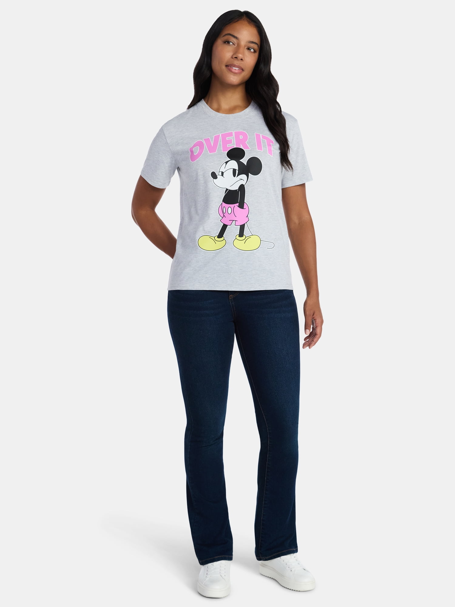 Mickey Mouse Women's Graphic Tee with Short Sleeves, Sizes XXS-XXL
