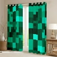 thumbnail image 2 of jejeloiu Cyan Pixel Grid Black Out Curtains,Pixelated Miners Gamer Curtains Pack of 2 (42x63 Each),Geometric Patchwork Plaid Bedroom Curtains For Boys Girls,Super Cozy Room Decor, 2 of 6
