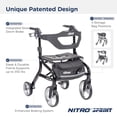 thumbnail image 2 of Andador plegable Drive Medical Nitro Sprint con asiento, ligero y de altura, con ruedas grandes, plegable, de cuatro ruedas, color negro, 2 of 5