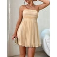 thumbnail image 4 of Women'S Summer Cocktail Dress - Tube Ruched Ruffle Mini Dress Champagne S, 4 of 8