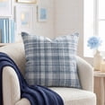 thumbnail image 2 of Ox Bay Stacy Garcia 24" x 24" White/Blue Embroidered Plaid Adult Decorative Throw Pillow Cover, 2 of 9