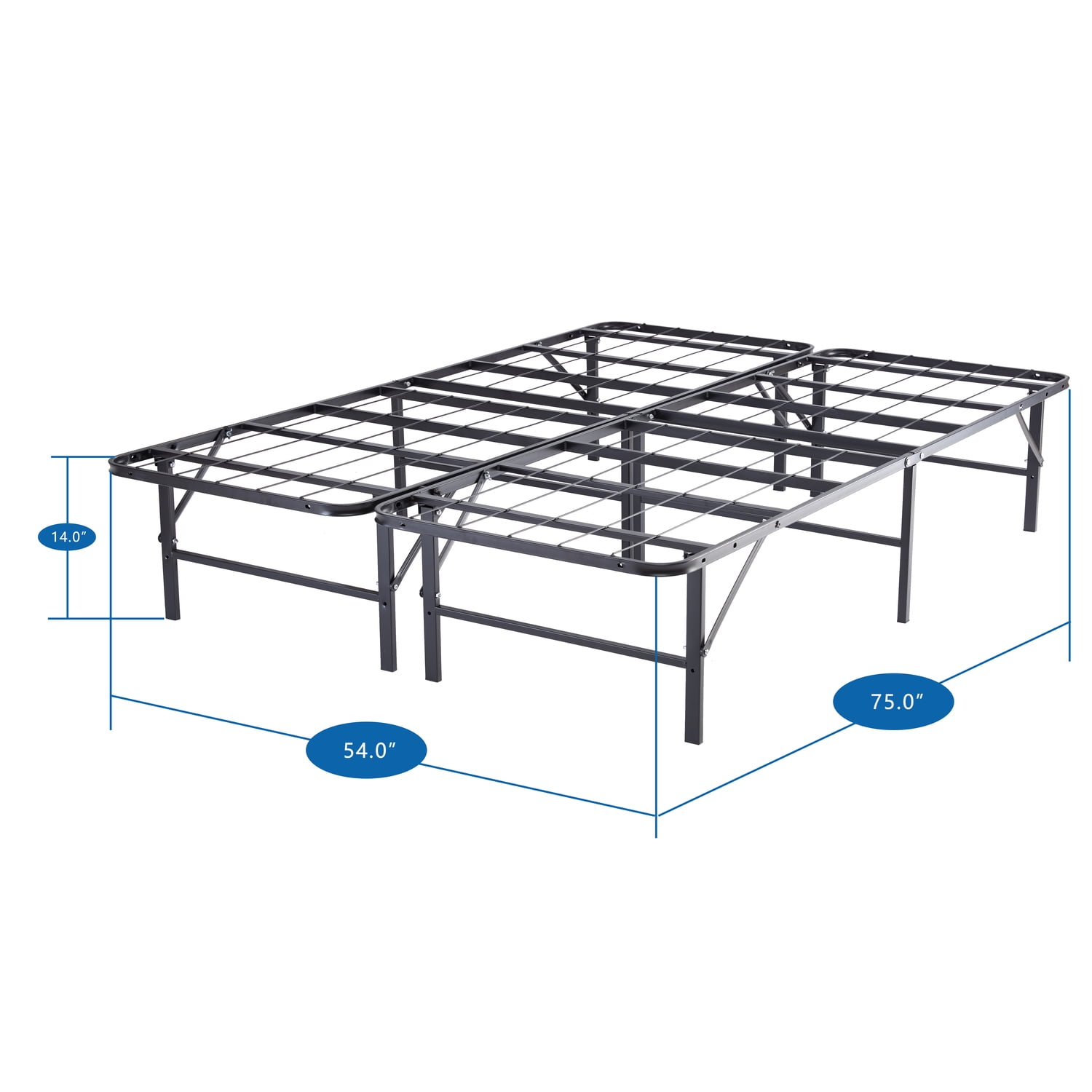 IdealBase 14" Foldable Full Bed Frame, Full Bed Frame – White
