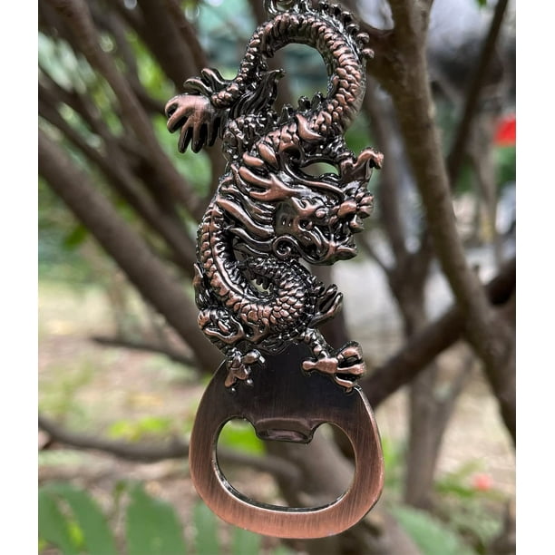 Copper Dragon Head Keychain Antique Craft Key Chains Lobster