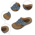 thumbnail image 4 of Rokment Women's Flower Orthopedic Flip Flops with Massage Sole Comfortable Arch Support Platform Wedge Walking Thong Sandals Boho Beach Casual Leather Dress Slip on Slides for Vacation Blue Size 6.5, 4 of 6