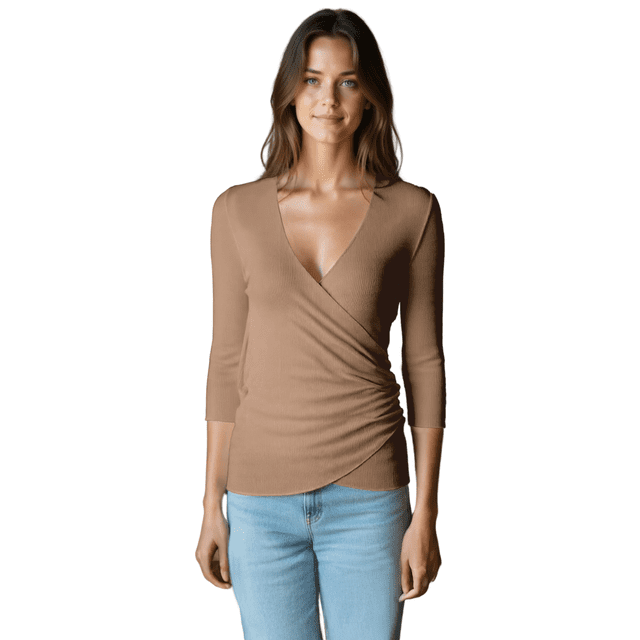 Blusa Mujer Manga 3 Cuartos Cuello V Comodidad y Estilo