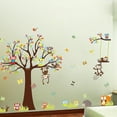 thumbnail image 1 of Rainbow Fox Cartoon Forest Animal Monkey Pegatinas de pared Murales Búhos columpiándose en el árbol Nursery Pegatinas de pared Diy Posters Vinilo Extraíble Arte Tatuajes de pared p, 1 of 4