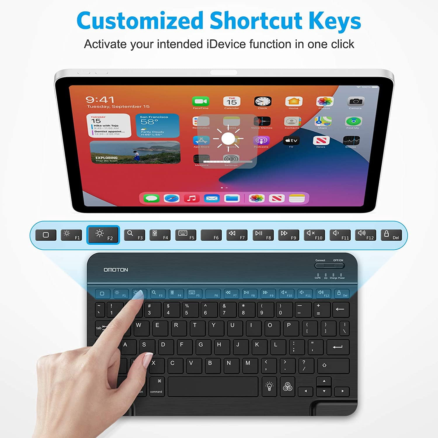 Tablet Computer Keyboard Mini Wireless Bluetooth Backlit Keyboard, 7-color Backlit/rechargeable/ultra-thin
