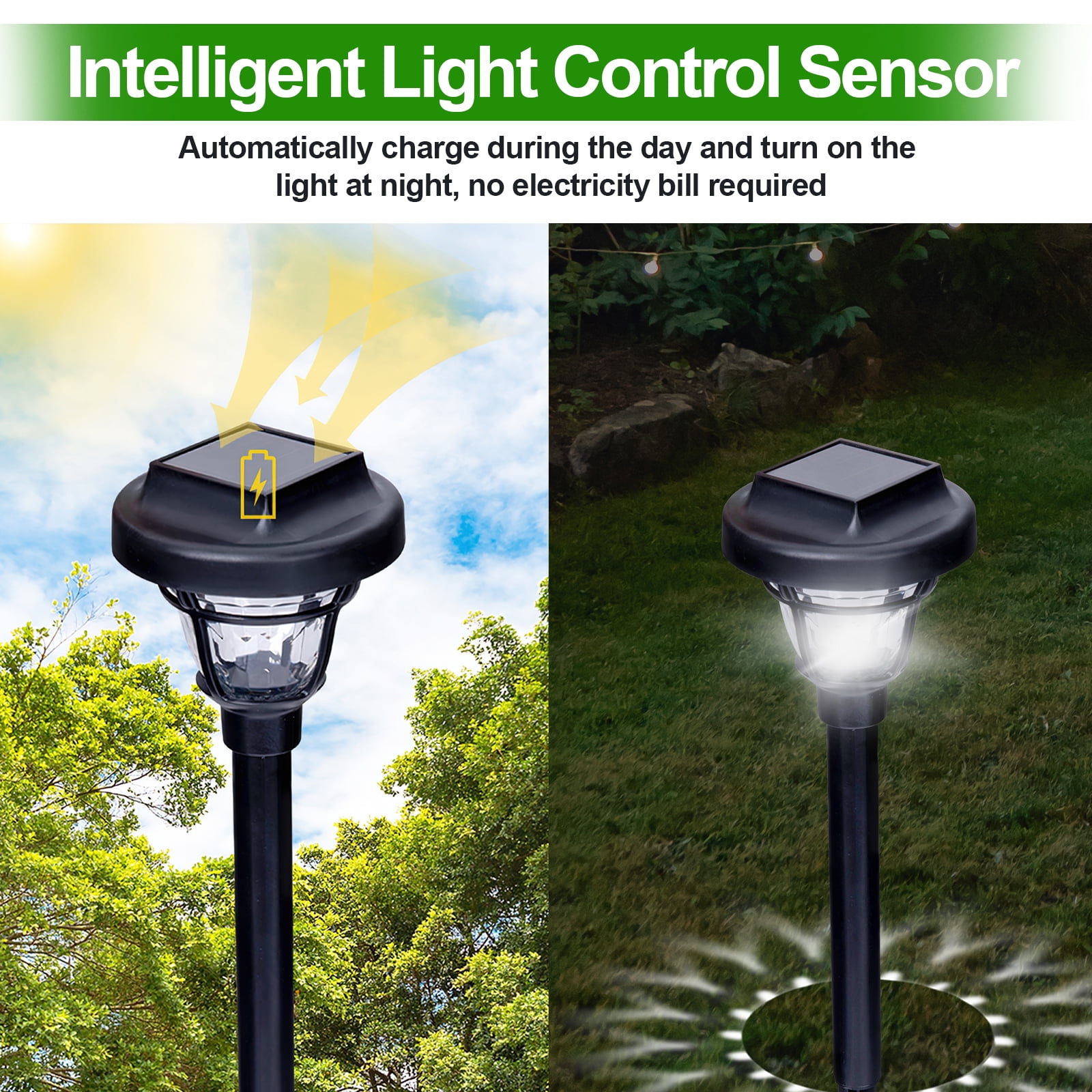 Solar Lights Outdoor Waterproof, 10 Pack LED Solar Garden Lights, Outdoor Decorations, Garden Decor for Yard, Patio, Landscape, Planter, Walkway (Cool White)