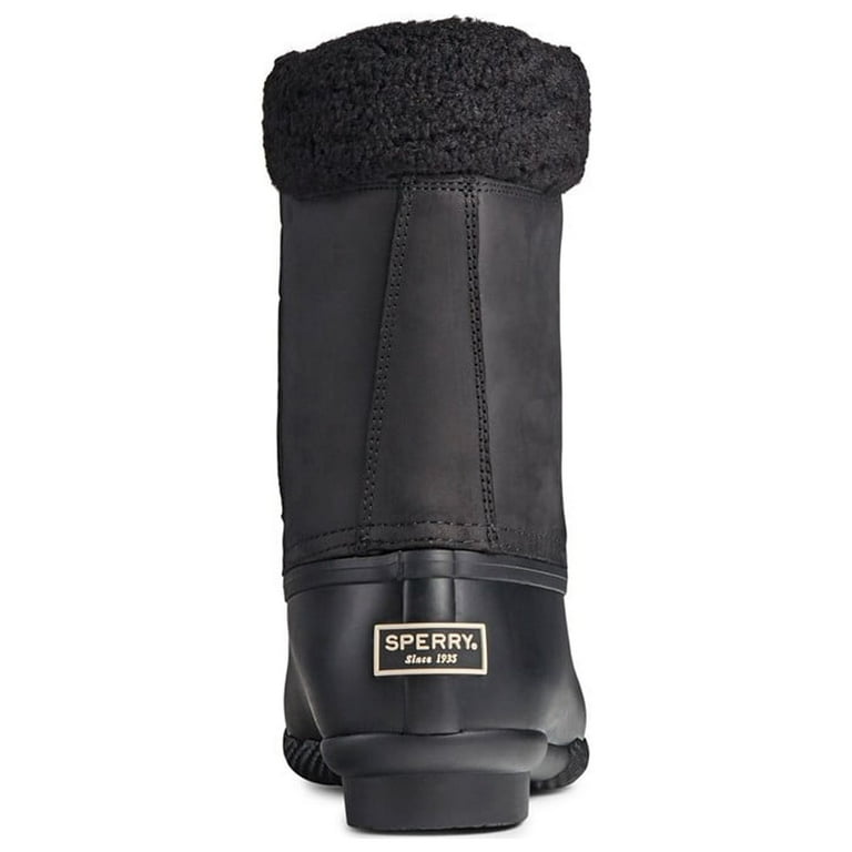 ★Sperry★Women's Saltwater Tall Cozy Boot★Black Sperry womens Saltwater Tall Leather Cozy Rain Boot, Black