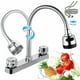 thumbnail image 1 of Grifo Mezclador de Fregadero de Cocina con Rotación de 360°, Grifo Flexible de Cocina de Acero Inoxidable con 2 Mangueras, Fregadero de Agua Fría y Caliente, 1 of 7
