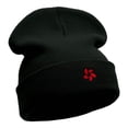 thumbnail image 4 of Hibiscus Flower Embroidered 12 Inch Long Knitted Beanie - Black OSFM, 4 of 5
