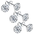 thumbnail image 1 of Aretes de broquel VenDepot con Cristal de Zirconia DiamLux3 3 Pzas 3mm Plata Metal, 1 of 2