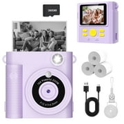 Instant Camera for Kids 3-12: Askmuse Kids Print Camera for Boys, Girls, Kids Camera Instant Print, Toddler Camera with 32G SD Card, 17 Fun Stickers, 13 Scene Filters, Ultra-Long Battery Life, Purple
