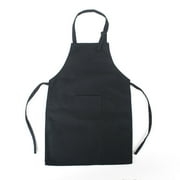 Opromo Durable Cotton Canvas Kids Aprons with Pocket, String Adjustable, 23" x 17"-Black-1 pack