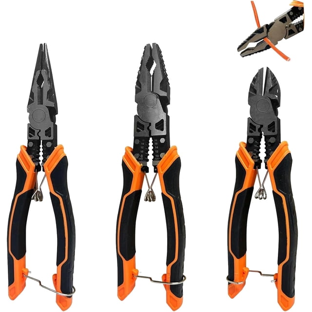 3PCS Pinzas Electricista, Pinzas De Corte, Alicates De Punta Larga, Pinza De Punta, Pinza De Corte Diagonal