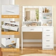 thumbnail image 5 of Quimoo Makeup Vanity Desk with Mirror & Lights, Vanity Desk with 5 Drawers & Storage Shelves, Vanity Table, 3 Color Modes & Adjustable Brightness Dressing Table, Bedroom, White, 5 of 7