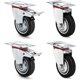 thumbnail image 1 of Ruedas para transporte de muebles de 75 mm, ruedas para equipos de 4 piezas, 2 ruedas giratorias + 2 ruedas giratorias con freno, giro de 360 ​​grados, capacidad de carga 200 kg Hy, 1 of 5