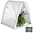 thumbnail image 2 of Outsunny 6' x 6' x 6.6' Hoop House Greenhouse with Sandbags and Hemmed PE Cover, Portable Walk-In Tunnel Green House with 2 Doors, White, 2 of 9