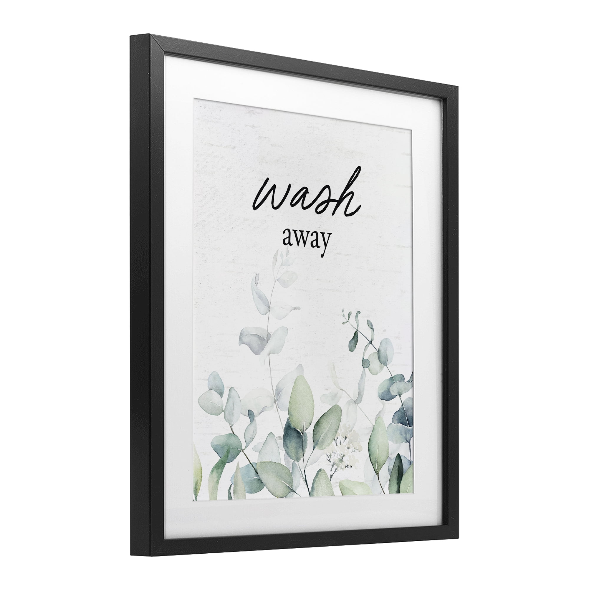 Wash Away Eucalyptus Black Framed Print Under Glass, design by Lettered and Lined