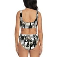 thumbnail image 3 of Kdxio Colors Cats Print Women's 2 Piece High Waisted Wrap Spaghetti Strap Summer Swimsuit Bikini Set-Large, 3 of 7
