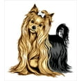 thumbnail image 3 of Yorkie Duvet Cover Set, Realistic Drawing Long Haired Yorkie Domestic Pet Dog with Mild Expression, Decorative 3 Piece Bedding Set with 2 Pillow Shams, King Size, Mustard Black, by Ambesonne, 3 of 3