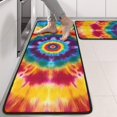thumbnail image 2 of Kitchen Rugs Sets Of 2,Colorful Rainbow Tie Dye Spiral Pattern Anti Fatigue Kitchen Mat Rugs Non Slip Washable,Decorative Kitchen Floor Mats for Kitchen,Sink,Laundry,17"x47"+17"x47", 2 of 5