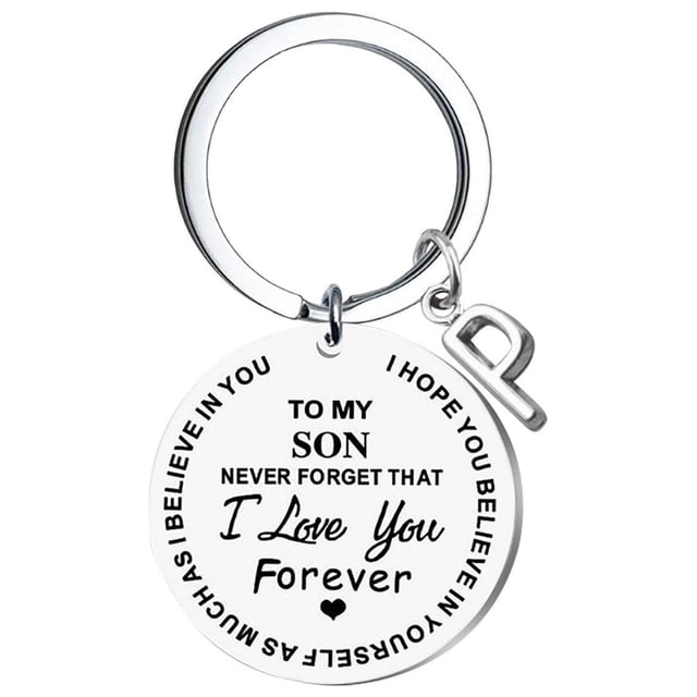 Llaveros para mujer, llavero de billetera, llavero de auto, llavero DIY para mi hijo, llavero de acero inoxidable con apellido de 26 letras, 2,5 cm, decoraciones de moda