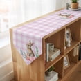 thumbnail image 4 of Pink Easter Table Runner Linen Burlap Table Runner 70 Inches Long Bunny Eggs Spring Floral Stripes Farmhouse Dresser Scarves for Kitchen Island Coffee Dining Party Wedding Holiday Decor 13"x70", 4 of 8