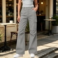 thumbnail image 2 of XPMWRP Women High Waist Side Cargo Pocket Wide Leg Flare Jeans Loose Bootcut Full Length Denim Casual Streetwear Pants Outdoor Walking Fashion Denim Trousers Gray XXL, 2 of 8