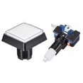 thumbnail image 2 of Botón de empuje para juegos 44x44 cuadrado 12V interruptor de botón iluminado LED con microswitch para arcade video blanco 2 piezas, 2 of 3