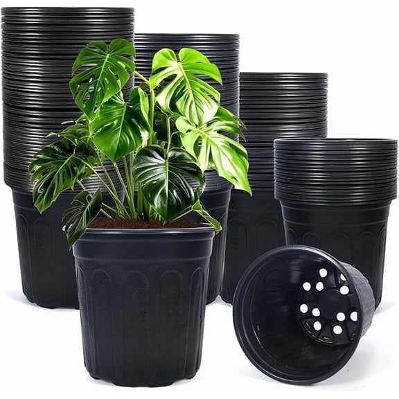 24PCS Black Nursery Pots, Soft Plastic Seedling Plant Pot with Holes, Garden Flower Seedling Pot for Indoor/Outdoor Use, Small to Medium Size