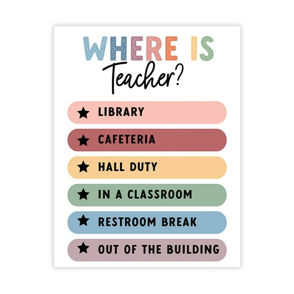 Where is the Teacher Sign Boho Pastel Classroom Door Poster Teacher Location Sign 8.5x11