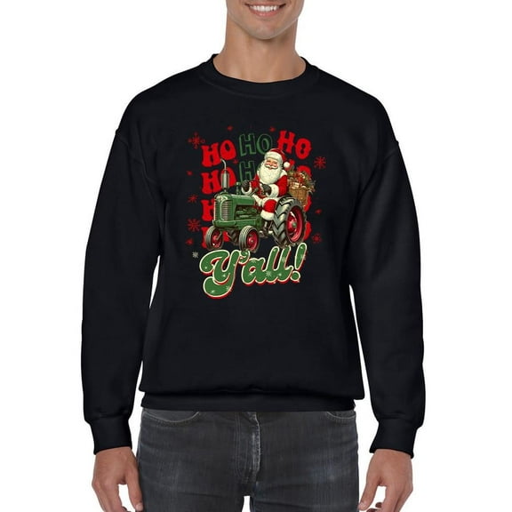 Ho Ho Ho Y'll - Santa On Tractor Christmas Men's Sweatshirt