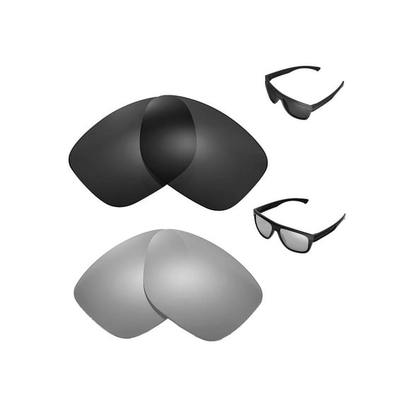 Walleva Polarized Titanium   Black Replacement Lenses For Oakley Breadbox Sunglasses