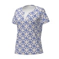 thumbnail image 2 of Naloa Plaid Flowers Print T-Shirts Short Sleeve V Neck Tees for Women Fashion Tops Trendy Lightweight Soft Casual Summer Outfits Clothes, 2 of 5