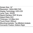 thumbnail image 4 of 14.0" EDP Full HD Replacement Screen, 4 of 6