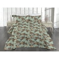 thumbnail image 2 of Ambesonne Floral Design Quilted Coverlet 2 Pcs, Japanese Anime Blooms, Twin Size, Almond Green Dark Khaki, 2 of 4
