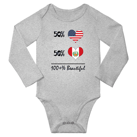 

50% Peruvian + 50% American = 100+% Beautiful Baby Long Sleeve Romper (Gray 18 Months)