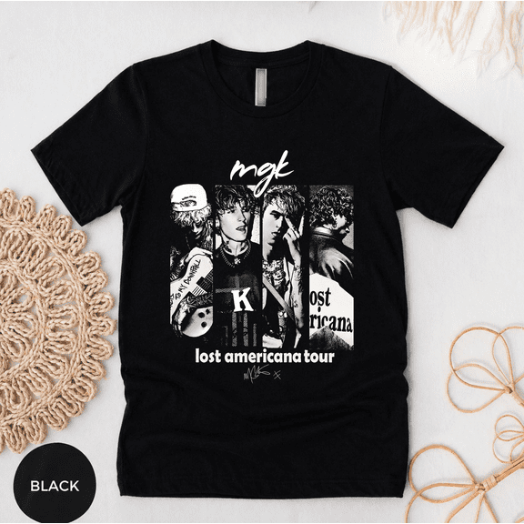 LOVETEE MGK Lost Americana Tour Shirt, Vintage Rap Rock Graphic Tee, Y2K Style T Shirt for Fans, Navy S