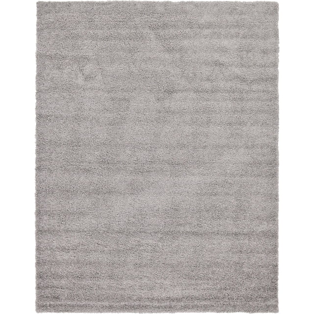 Unique Loom Solo Solid Shag Collection Modern Plush Area Rug, 10' x 13', Cloud Gray