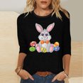 thumbnail image 2 of Camisetas Casuales de las Mujeres Impresas 3/4 Manga Cuello Redondo Blusa, Moda Ligera Superior para el Hogar Y el Uso Diario, Cómoda Imitación de la Tela Del Estante, 2 of 7