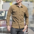 thumbnail image 2 of Men's Cotton Linen Button Up Shirt with Pockets Long Sleeve Tops Lapel Collar Solid Color Business Casual Blouses (3XL, Brown), 2 of 7